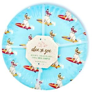 [6] Salad Plates ◈ Frenchie Melamine Surfing